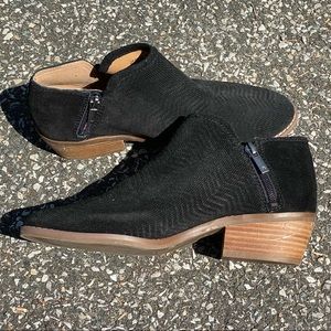Lucky Brand Black Embossed Suede Booties